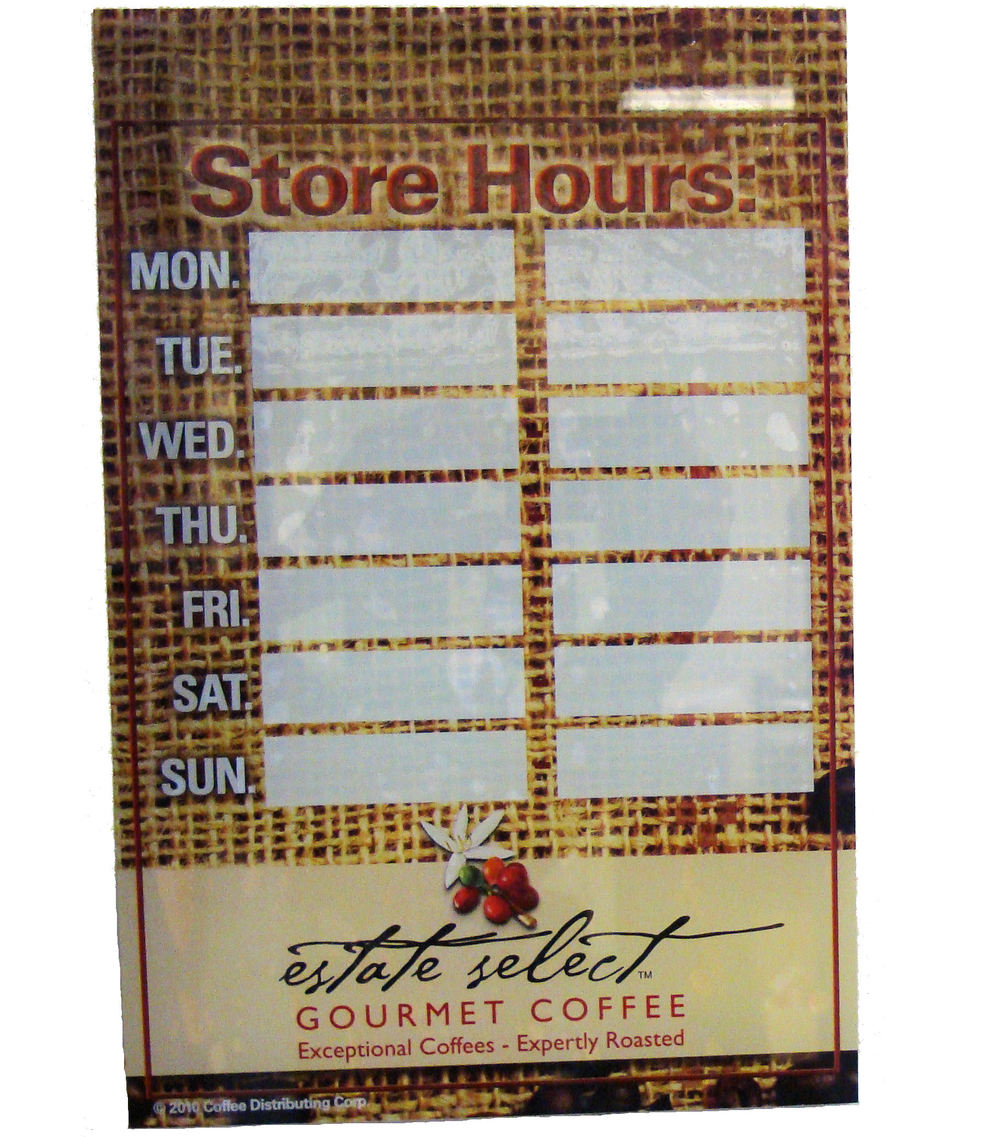 Estate Select Store Hours Sticker
