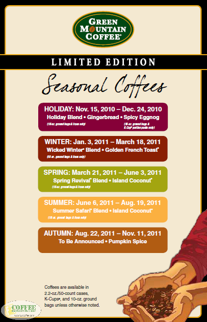 GMCR Seasonal Coffee Calendar