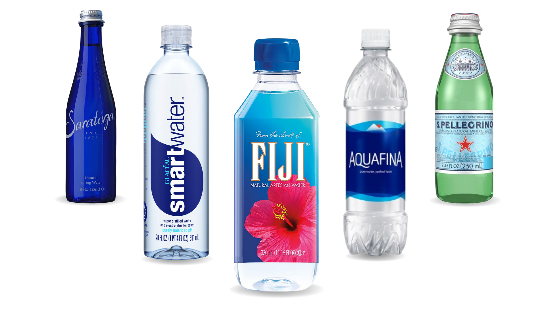 Variety of bottled water