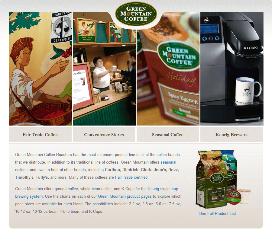 Coffee Distributing Corp.'s New Green Mountain Webpage
