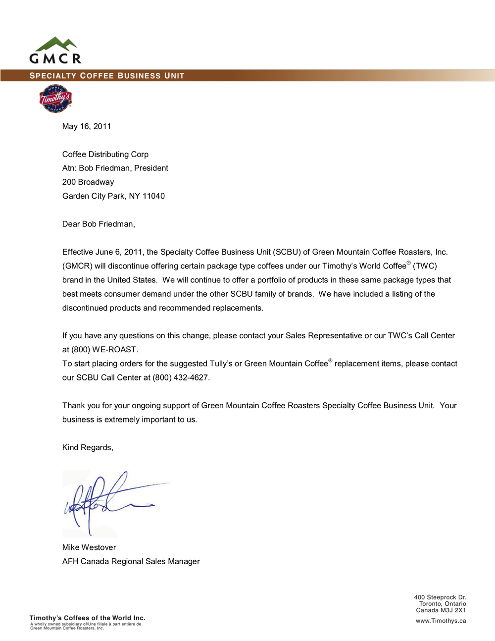 Timothy's Letter From Green Mountain